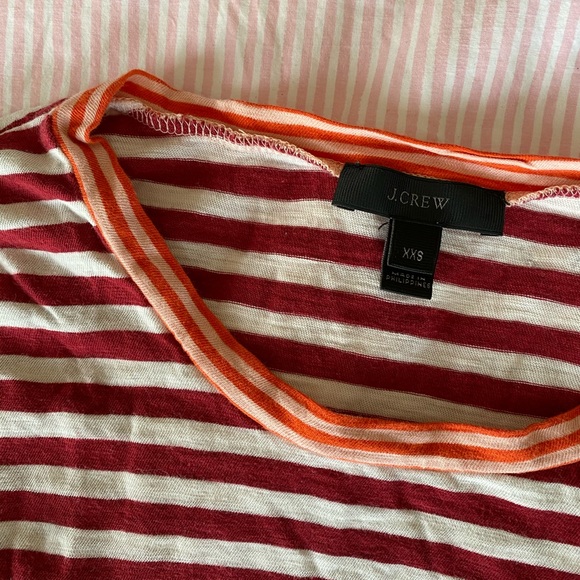 J. Crew red and orange striped t shirt - Picture 2 of 3